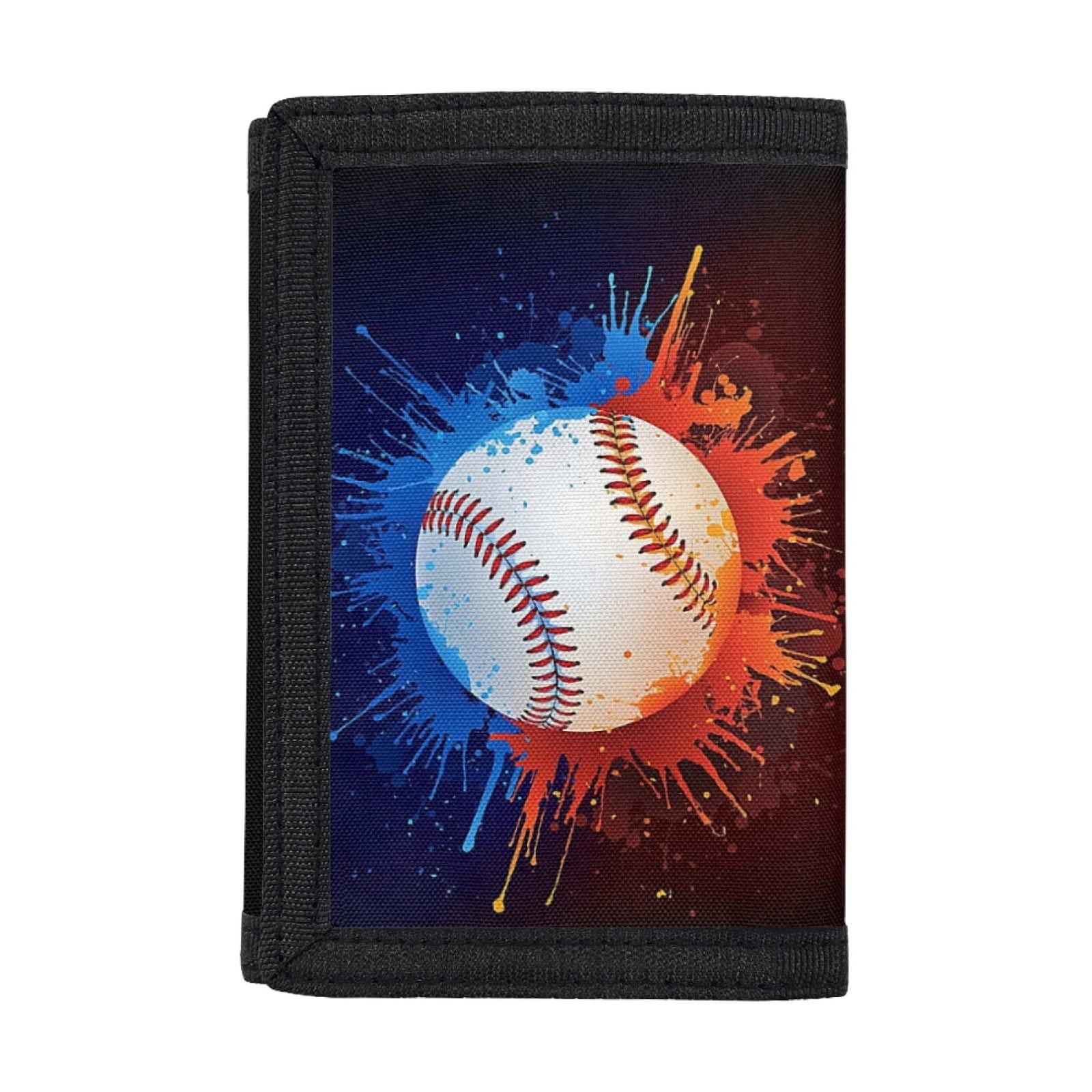 RnyleegBirthday Gifts Wallet,Kids Wallets for Boys,Sport Baseball RFID Trifold Canvas Outdoor Sports Wallet for Kids,ID Window Purse for Women