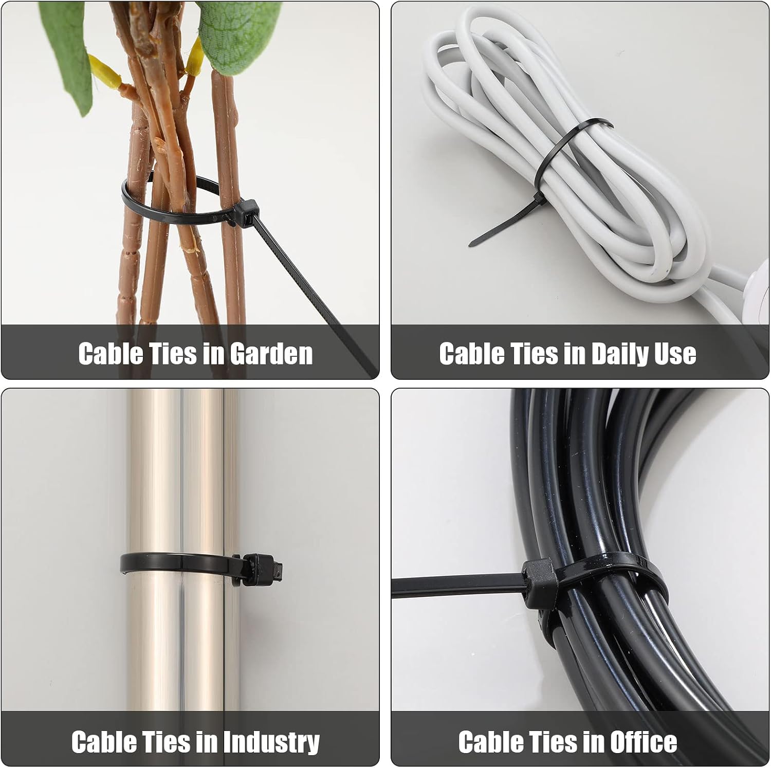 500 Pcs 16 Inch Large Zip Ties Nylon Cable Ties with 60 Pounds Tensile Strength Self Locking for Indoor Outdoor Farms Use(Black)