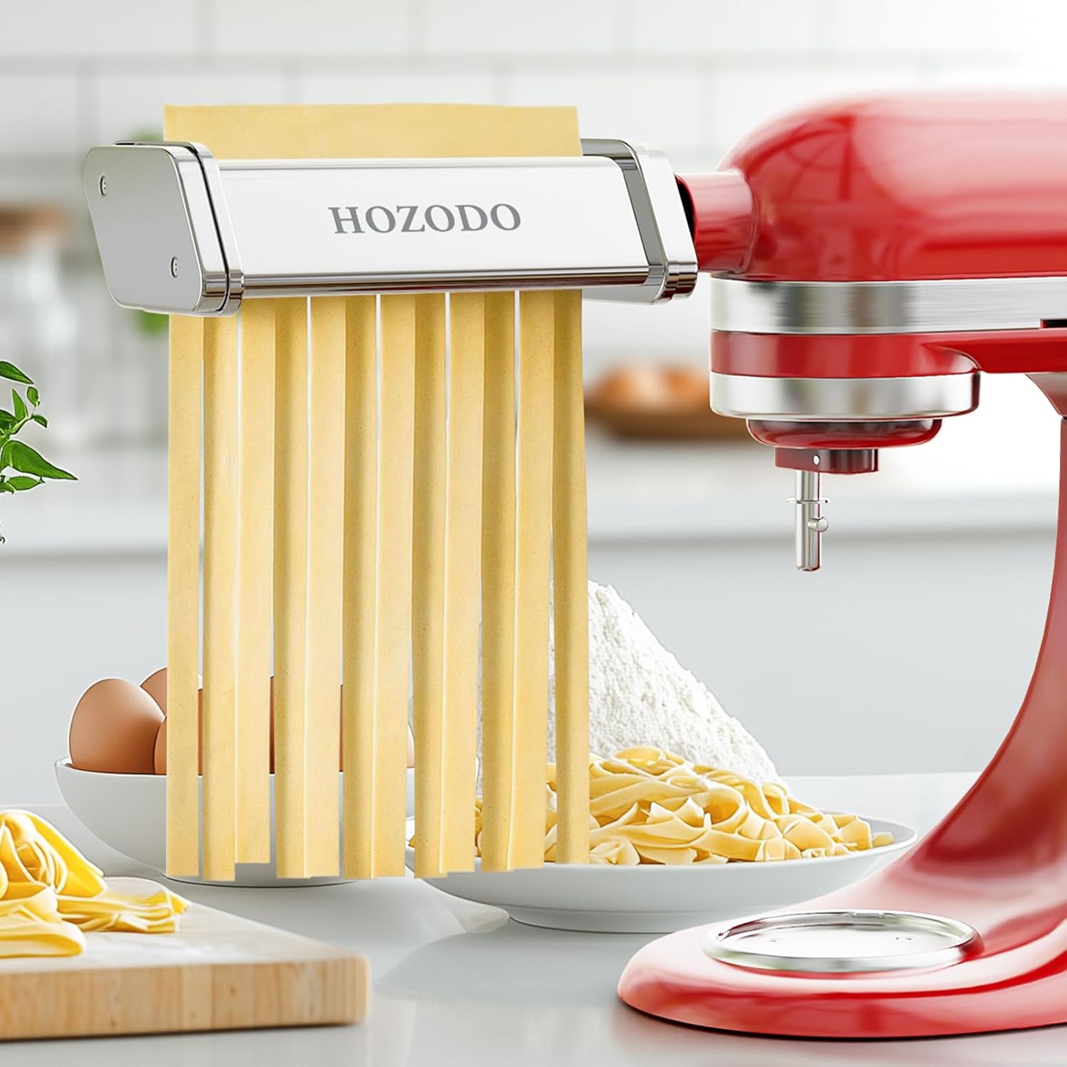 Pasta Attachment for KitchenAid Mixer, Includes Pasta Sheet Roller, Spaghetti Fettuccine Cutter, 3Pcs for Pasta Attachment by HOZODO