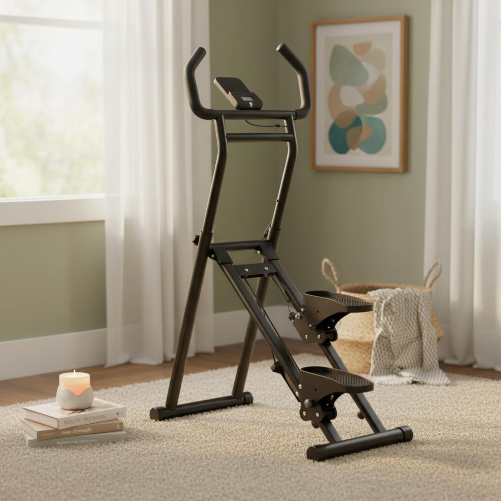 Milageto Saliscale Fitness Domestico Salvaspazio Stepper Verticale Regolabile Struttura Robusta Stepper Display Display Digitale per Casa
