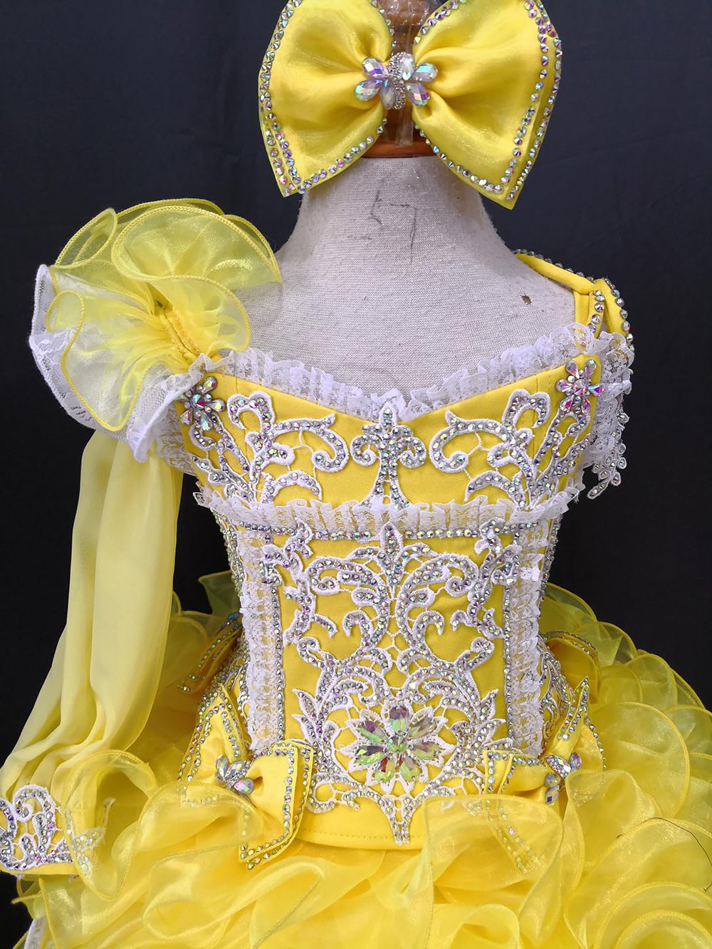 Jenniferwu Handmade Toddler Girl Party Dress Baby Pageant Dress Birthday Dresses Girl's Princess Dress G011Y Yellow 3T