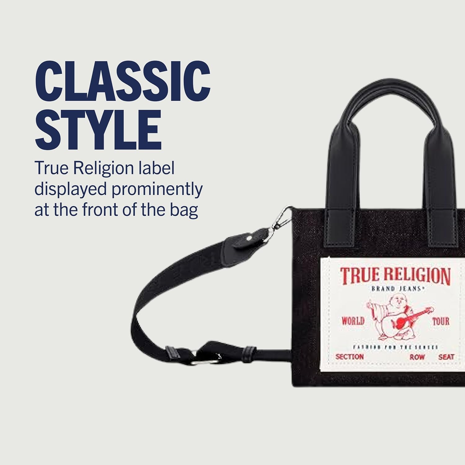 True Religion Tote Bag, Women's Mini Travel Shoulder Bag with Adjustable Strap - Image 3