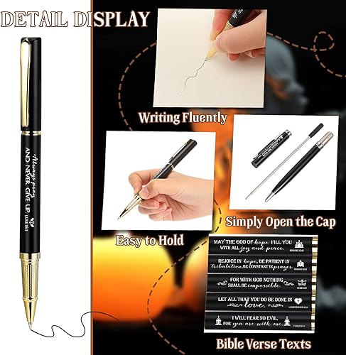 Miniatura 3 de 20 juegos de bolígrafos cristianos, versículos bíblicos, con citas inspiradoras grabadas con cajas, bolígrafo religioso para el día del padre,