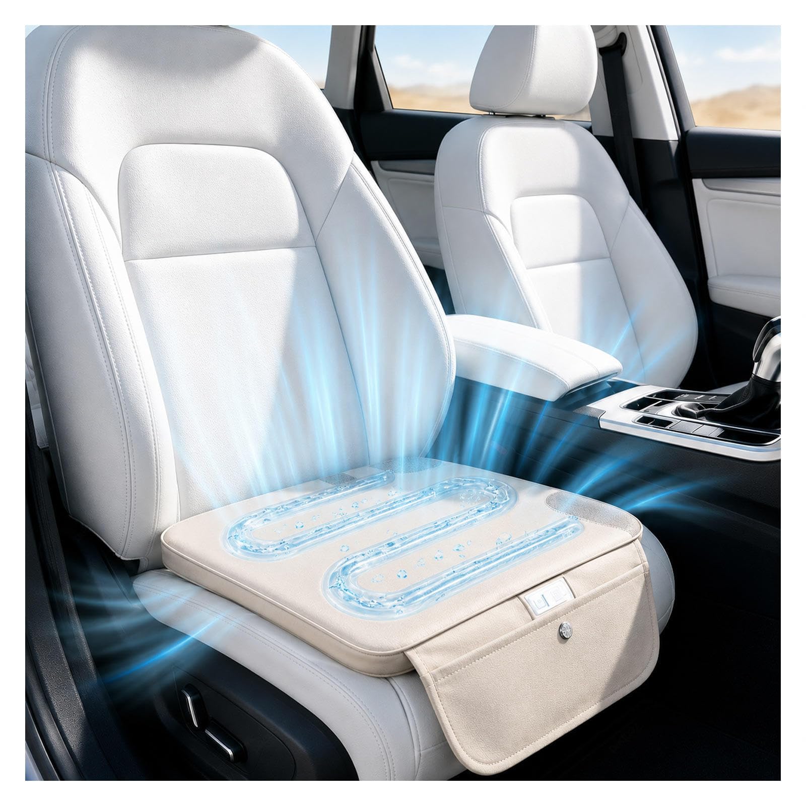 Rongyewxae Liquid Cooling Car Seat Cushions, Lock in the Chill Carseat Cooler, Low Noise Summer Seat Covers for Cars Perfect for Vehicles,Offices,And Outdoors,Gray