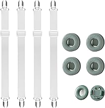 Adjustable Bed Sheet Clips mit 4 Ringbettlaken-Spanner, 25-80 cm Sheet Tensioners with Metal Clips, Bed Sheet Tie Down Straps for Wrinkle-Free Bed Sheets, Elastic Tensioners for Bed Sheet (Farbe 2)
