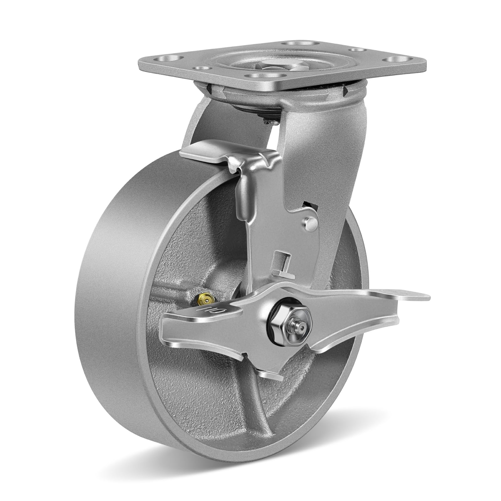 Ruota in ghisa in acciaio con colata pesante, 6 x 2 ", set da 1 pezzi con capacità fino a 567 kg, ampiamente utilizzato per, cassetta degli attrezzi e banco da lavoro (freno)
