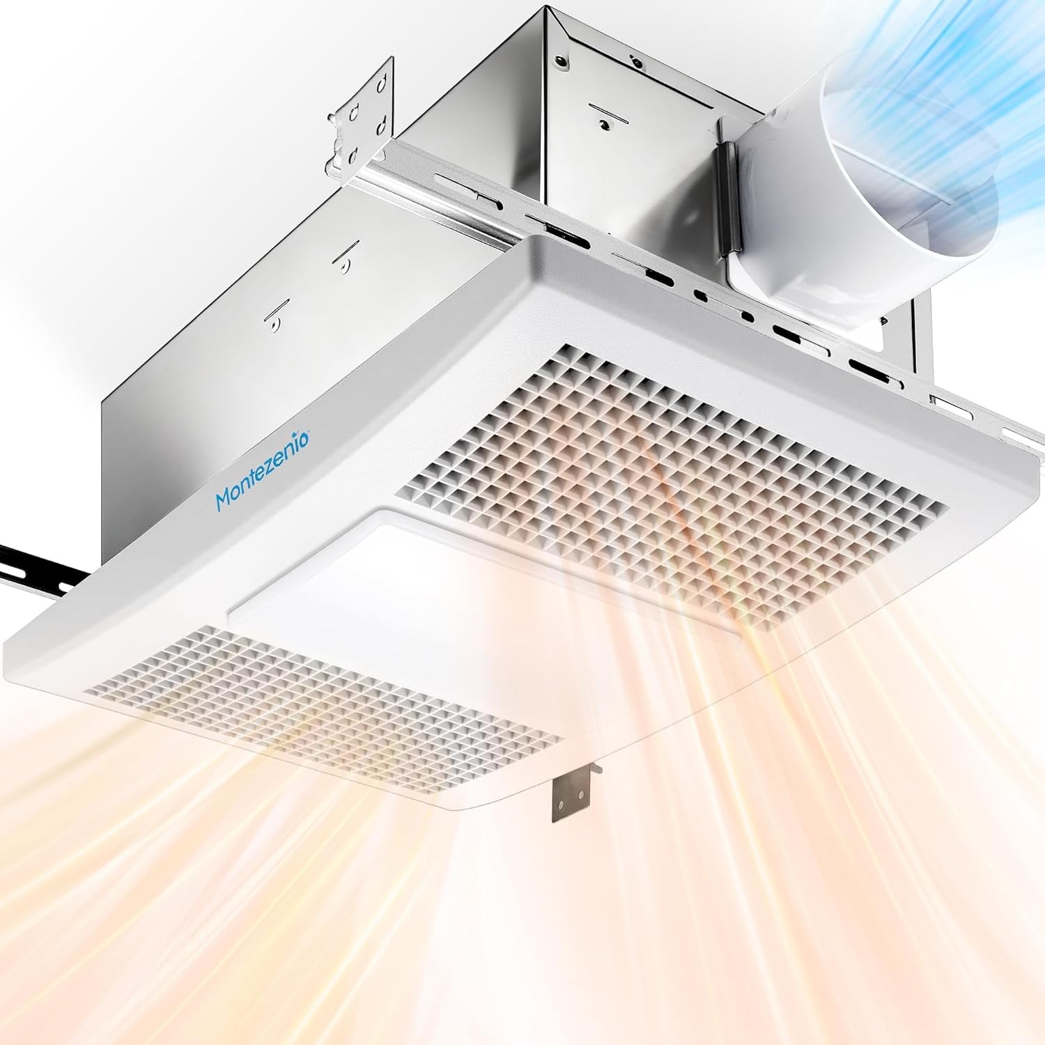 Bathroom Exhaust Fan with Heater, 1300W Household Ventilation Fans with LED Light, 110 CFM 1.5 Sone Quiet Ceiling Bath Vent Fan for Home Bathroom Hotel, Metal Housing, Ceiling Mount, 4" Duct