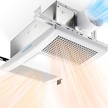 Bathroom Exhaust Fan with Heater & Light, 110 CFM 1.5 Sone Quiet