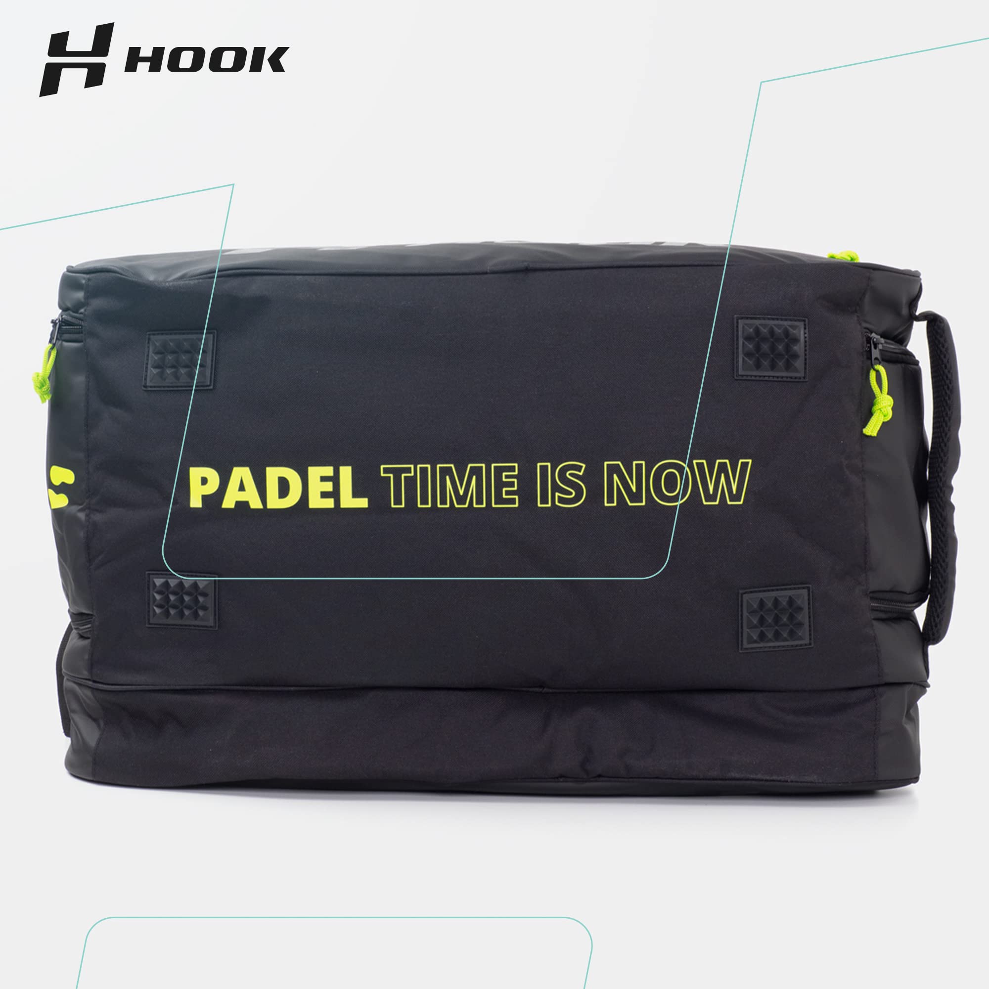 PADEL RACKETS INNOVATION SL. Hook - Paletta per 4 pale da paddle - 61 x 38 x 30,5 cm - Unisex - Molteplici tasche - Compatimento per scarpe - Cinghie rimovibili e regolabili