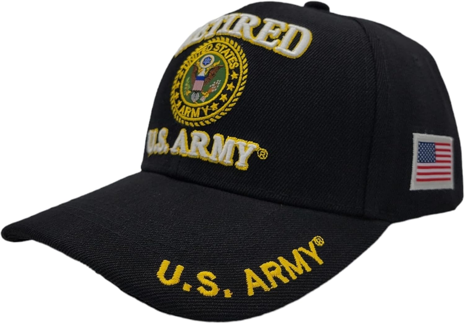 Army Cap"Retired U.S. Army" with U.S. Seal in Solid Black