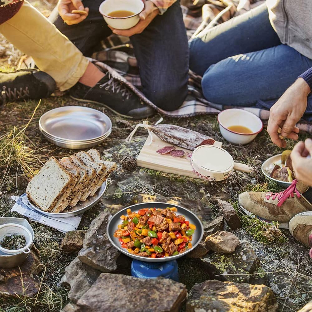 Sartén de Titanio Puro, Portátil, Adecuada para Acampar Al Aire Libre, Hacer Caminatas y Hacer Picnics. Recipiente de Alimentos Duradero.