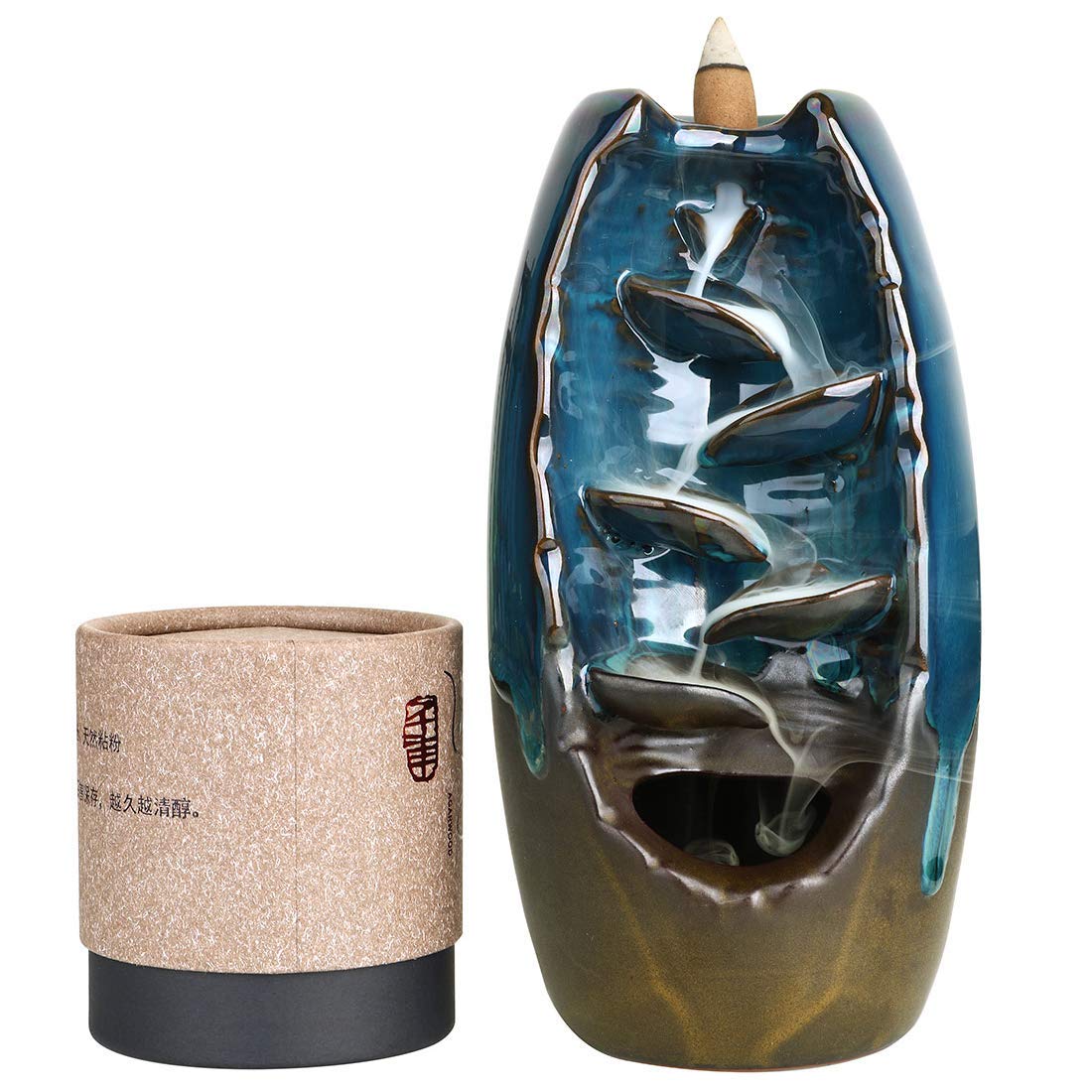 Bruciatore di incenso realizzato a mano, con 60 coni in elegante confezione regalo, decorazione per la casa, regalo artigianale