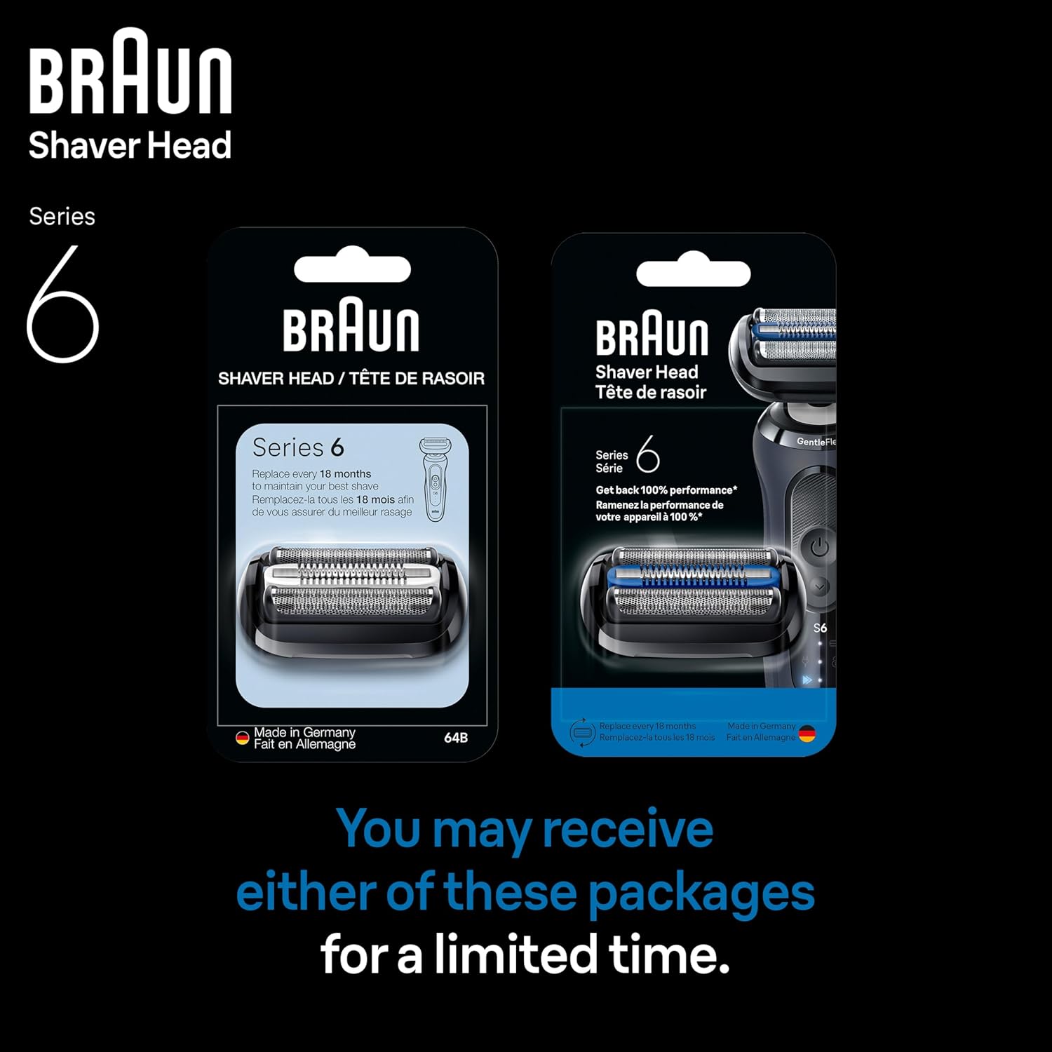 Braun Series 6 Electric Shaver Replacement Head with Sensitive Skinguard, Easily Attach Your Shaver Head, Compatible with New Generation Series 6 Shavers, 64B, Black - Image 7