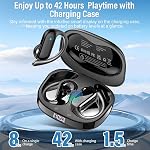 Open Ear Headphones, Bluetooth 5.4 Wireless Earbuds with Earhooks, 42H Playtime Air Conduction Earphones with LED Display, IPX7 Waterproof ENC Mic Sports Headset for Running Workout, Black