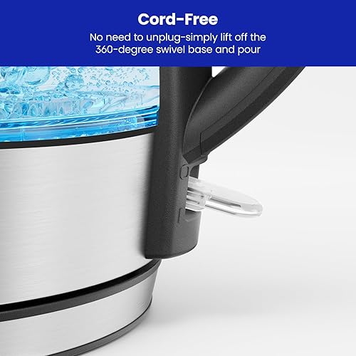 Miniatura 14 de Chefman Hervidor eléctrico de cuello de cisne, hervidor de té de 0.8 L para café y té, operación con un solo toque, protección para hervir, apagado