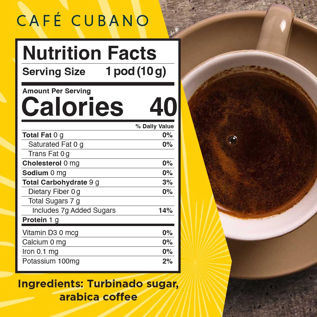 Oriente Sweetened Espresso Coffee Pods, 50 ct, Dark Roast Flavored Cuban Inspired Coffee in Single Serve Pods - 100% Arabica Coffee, Compatible with Keurig K Cups Maker