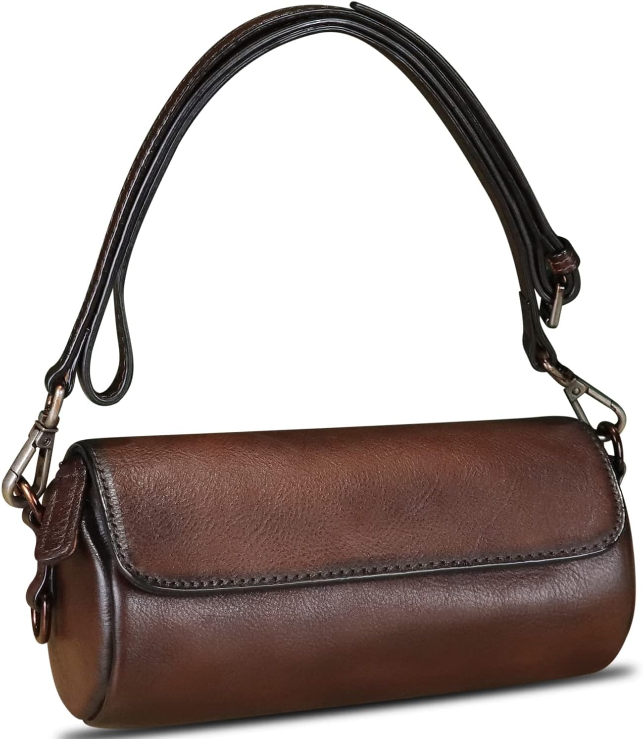 Genuine Leather Satchel for Women Vintage Shoulder Purse Handmade Handbag Retro Small Crossbody Bag