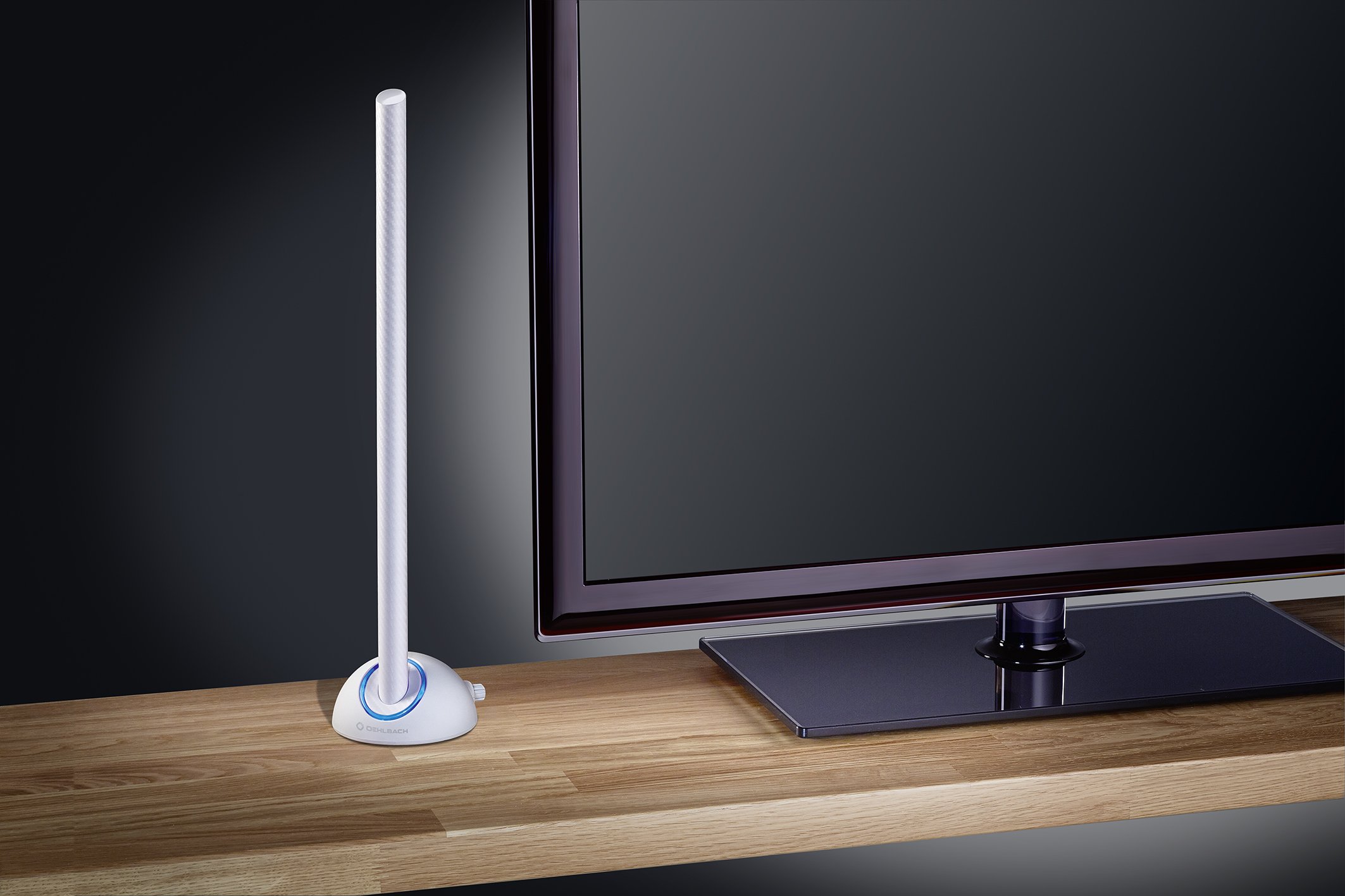 Oehlbach Scope Max - Antena de varilla activa DVB-T2 HD y DAB con filtro LTE - Antena interior digital - amplificador ajustable - antena interior - blanco