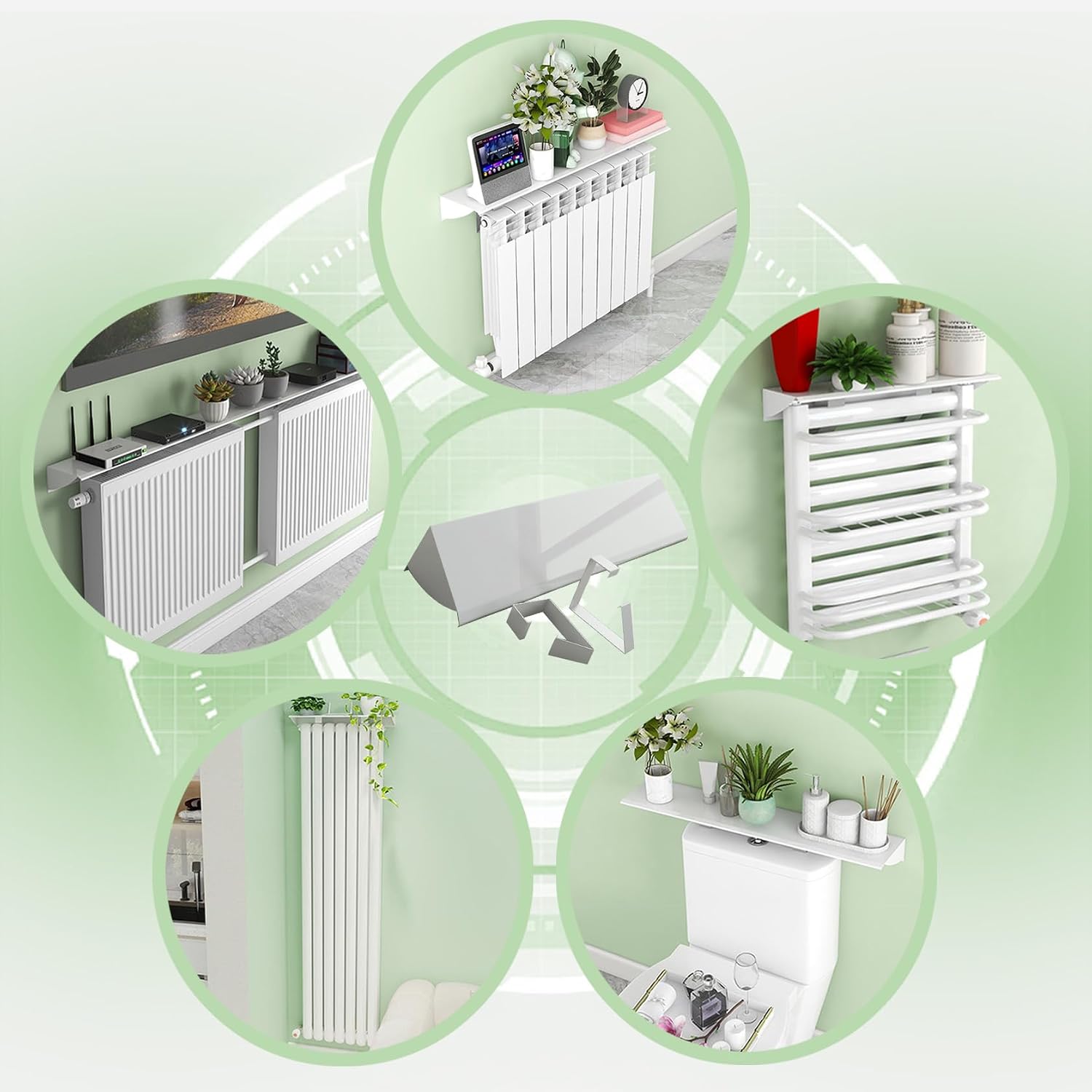 Radiator Shelf, Radiator Cover Shelf White Heater Cover Dustproof, Helps Deflect The Heat Back Over Radiator Shelf Maximize Space for Home Offices,Width:7.9in,Long：31.5in