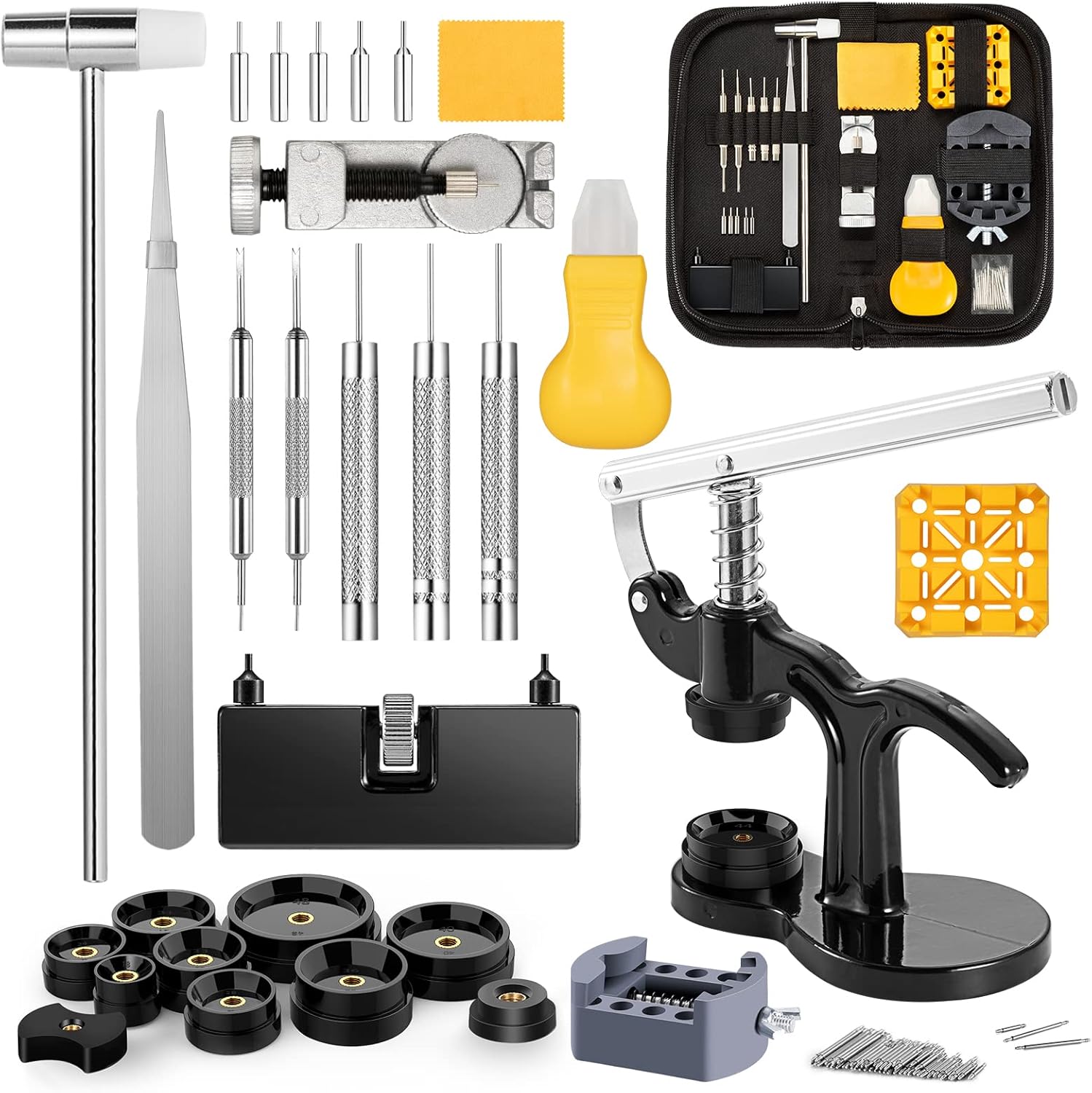 Eventronic Combination of Watch Repair Kit & Watch Press, Watch Tool Kit with Watch Battery
