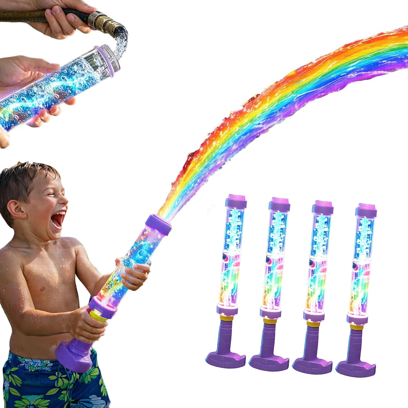 Glowing Rainbow LED Water Blaster - Summer Fun that Pops Like Magic Fireworks Water Gun, Glowing Rainbow Spray Water Soaker Toys for Pool Party Outdoor Summer Water Games