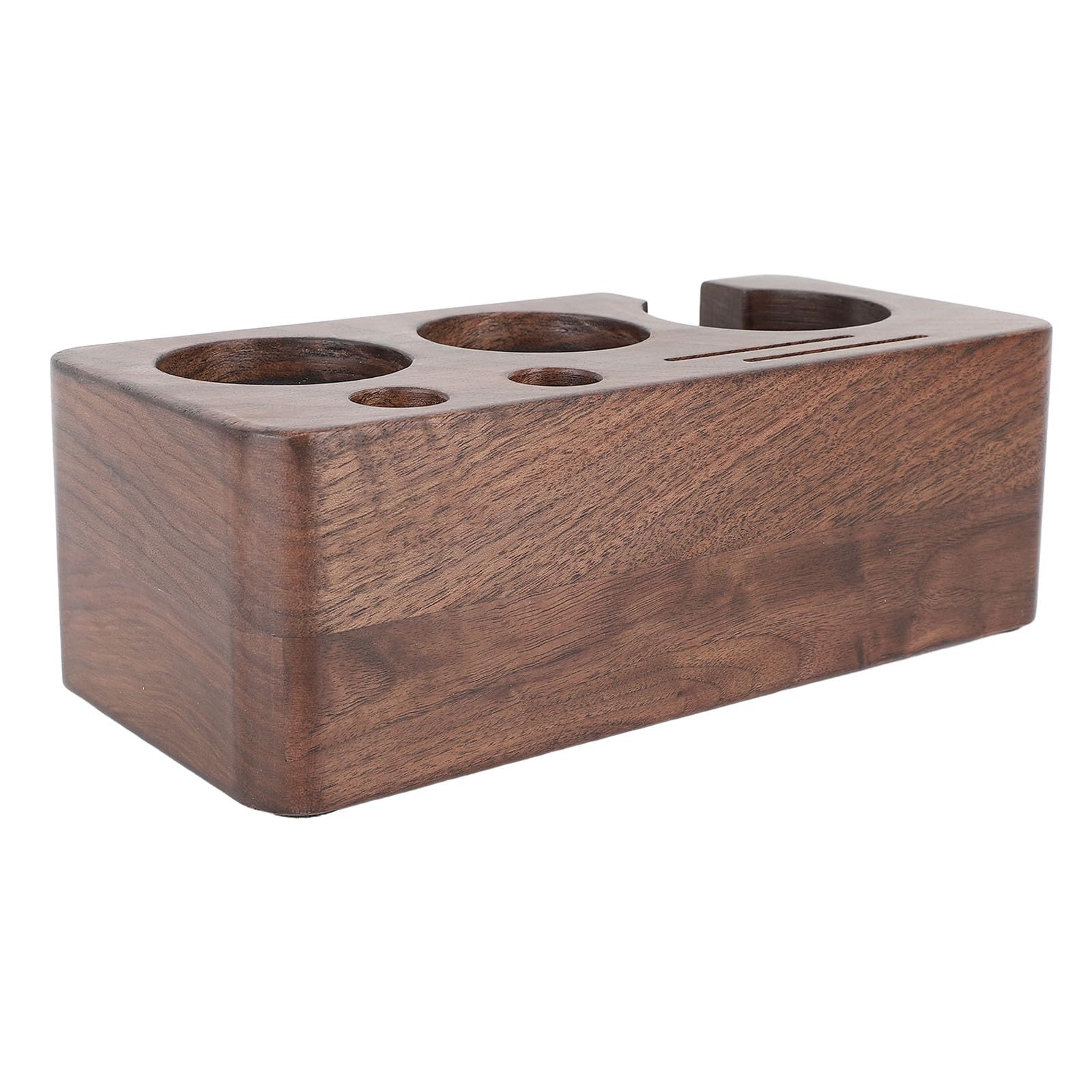 Walnussholz -Kaffee -Manips Station Praktischer Portafilter Tamping Stand mit Kaffeezubehör Aufbewahrungsaufbewahrungsvergleich mit Mehreren Kaffeemaschinen Exquisit und Praktisch Stabil (53MM)
