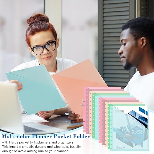 Miniatura 8 de Paquete de 5 divisores de disco tamaño carta, planificador de disco de 9.3 x 11 pulgadas, divisores de cuaderno con bolsillos, 11 discos