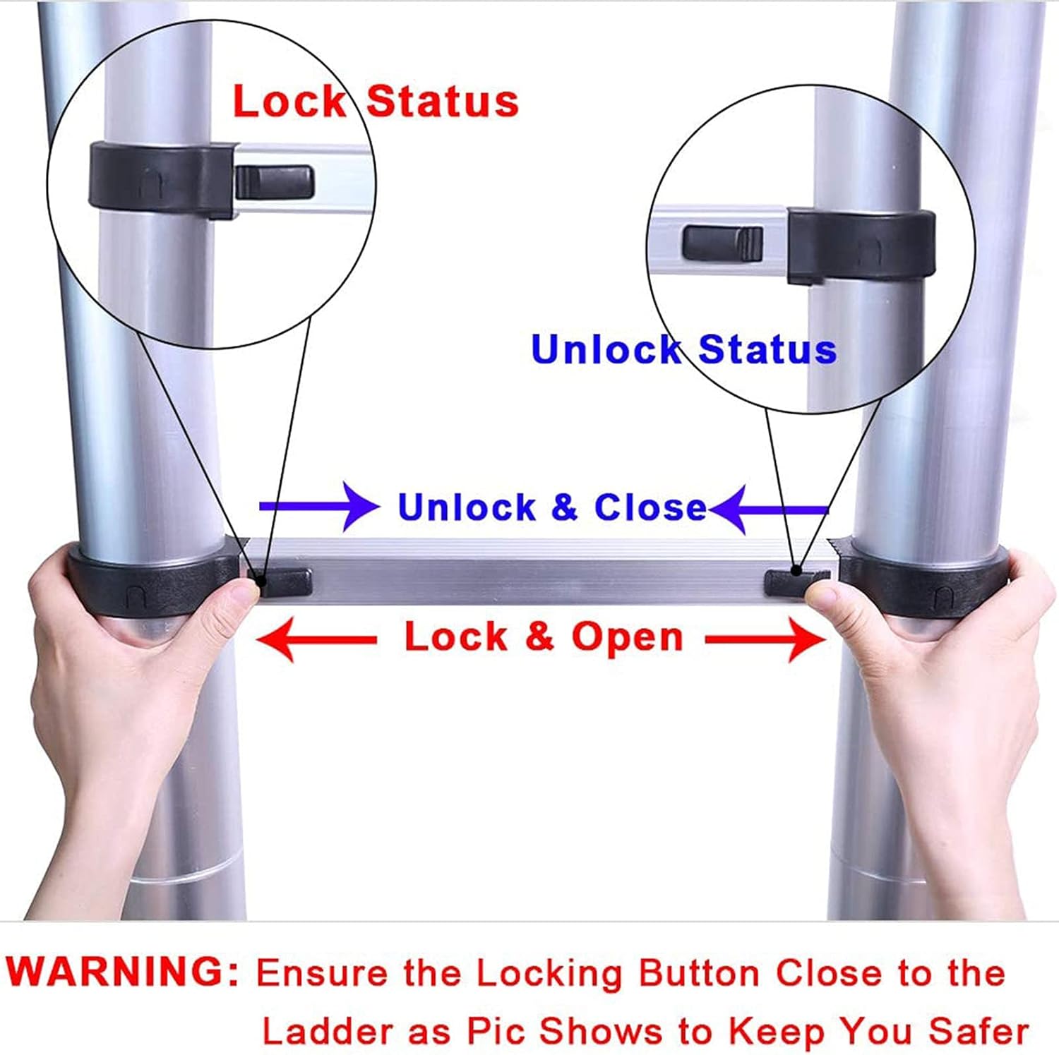 Aluminum Telescoping Ladder, Extension Ladder 10.5 Ft Ladders for Home and Professional Use Folding Ladder,True Telescopic Ladder Technology,Collapsible Ladder,1.5m/4.9ft