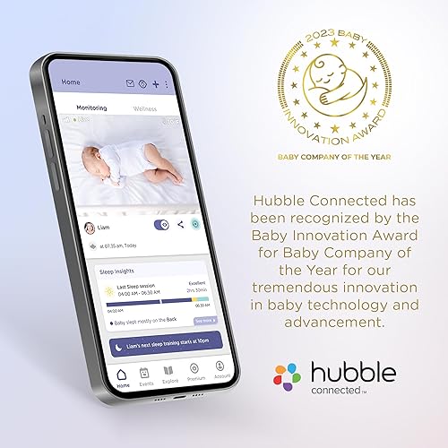 Miniatura 7 de HUBBLE CONNECTED Nursery Pal Dual Vision Smart Camera Monitor de bebé habilitado para Wi-Fi con seguimiento de movimiento AI, además de sonidos