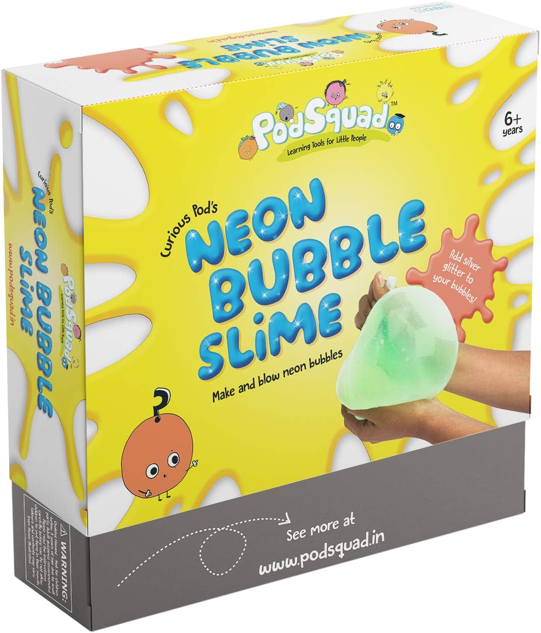 PodSquad The Neon Bubble Slime Box - DIY Slime Kit - 4 to 9 Years Old