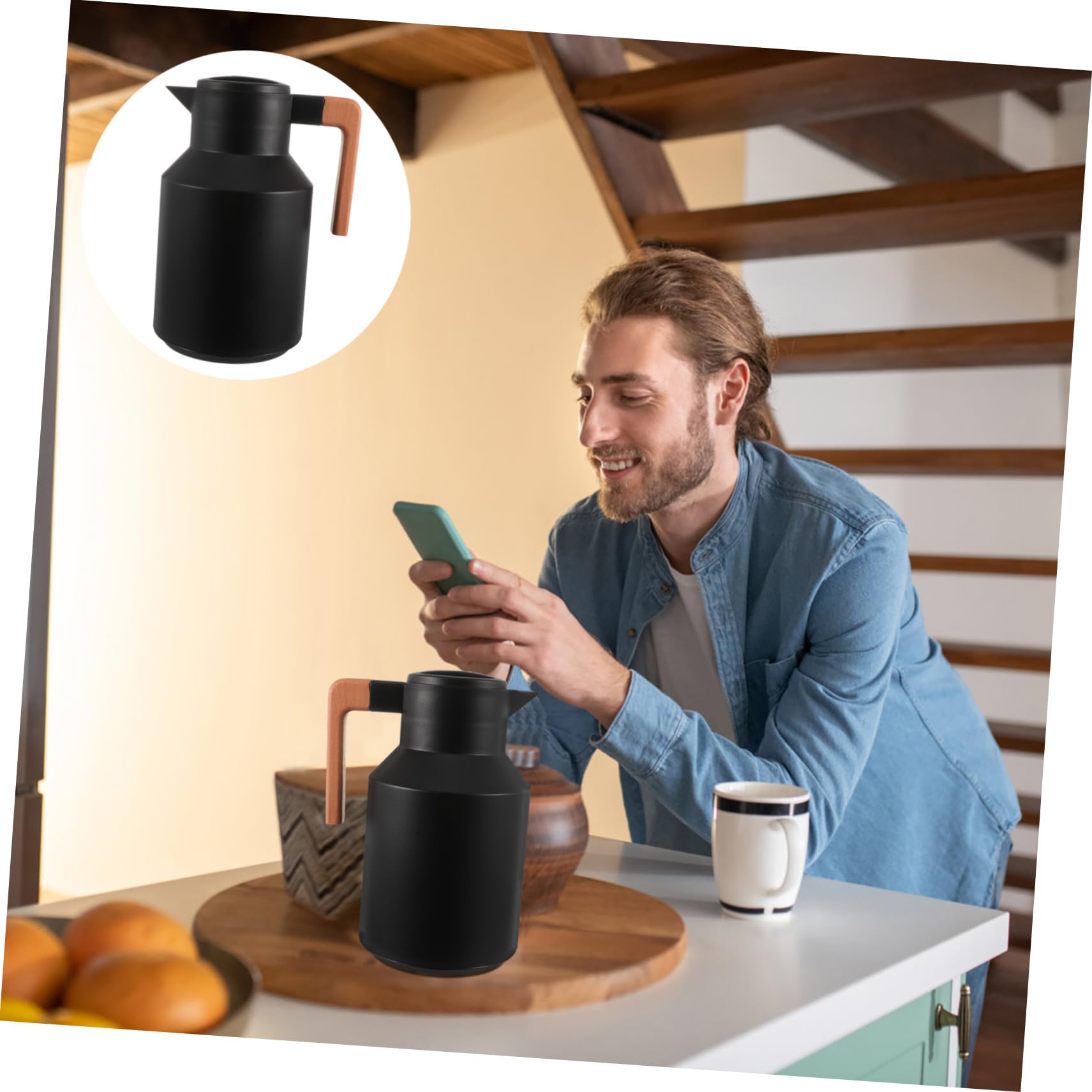 Bouilloire Thermique Verre avec Isolation Sous Vide Maintien Chaud Longue Durée pour Maison et Bureau Design Léger et Compact Usage pour Eau Thé et Café
