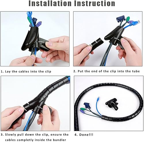 Miniatura 3 de Cable Tiras Adhesivas organizador flexible y ampliable Cable manga de gestión en Espiral Tubo Cable collector- Dia. 0.87inch longitud de 9.5foot