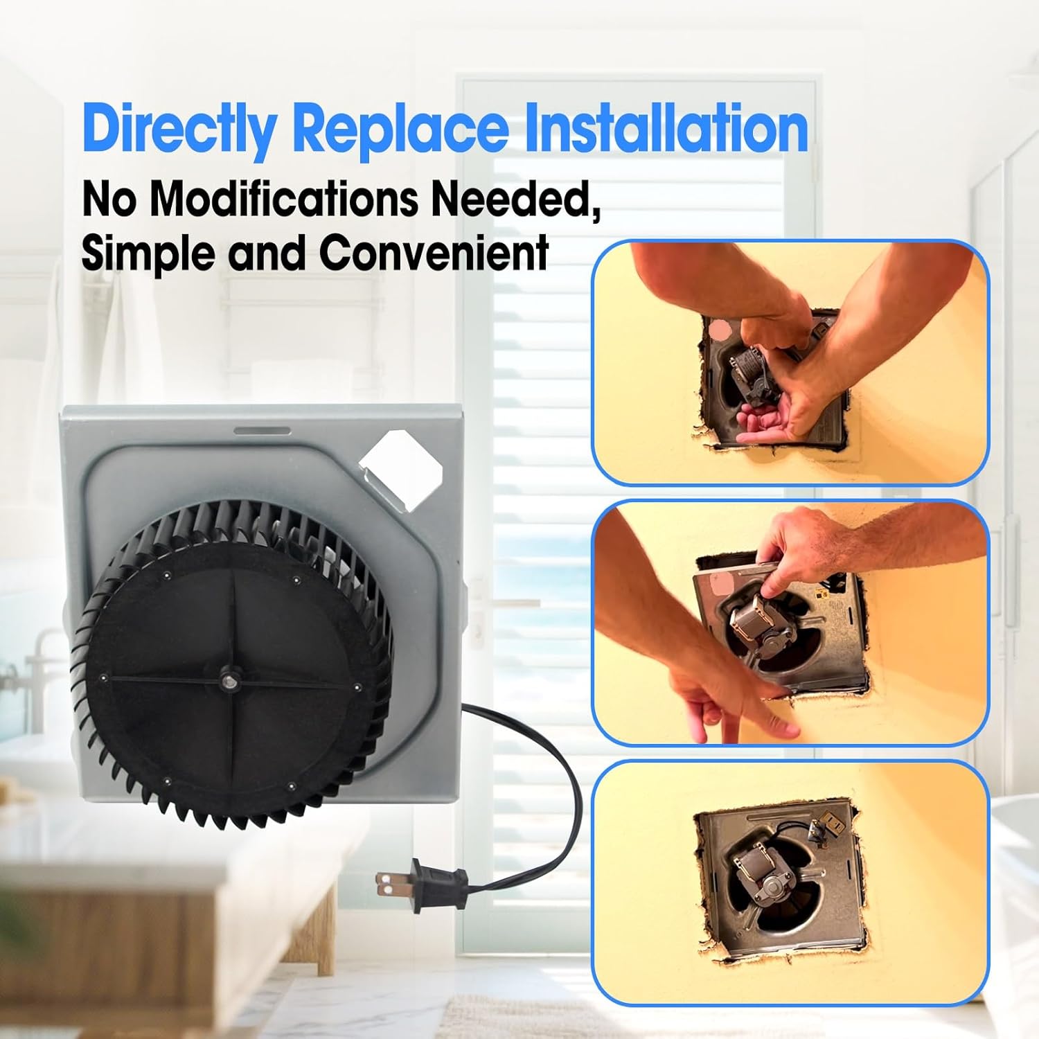 Upgraded Motor Assembly with Blower Wheel & Bracket Replace S97017450 97017450 99080599 99020278 Fit for Broan 771 771-A for Bathroom Toilet Vent, 120V 1.5A 60Hz 3000 RPM 70CFM