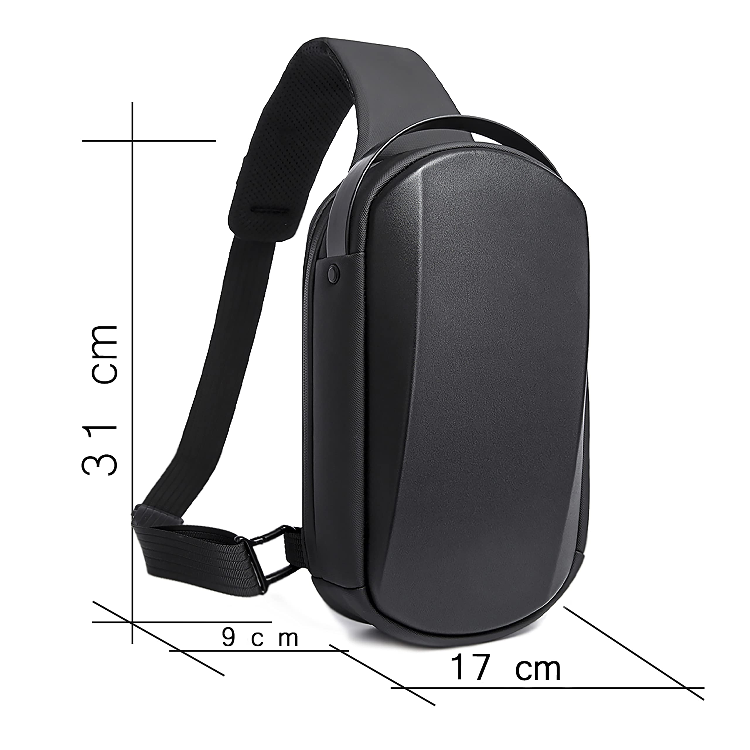 Arrivly Torba na ramię dla kobiet i mężczyzn, torba crossbody, torba na ramię, torba na klatkę piersiową, torba na klatkę piersiową, dla chłopców, podróżna, outdoorowa, czarna, czarny