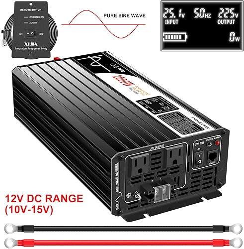 Miniatura 5 de Xijia Inversor de onda sinusoidal pura 2000 W Inversor de corriente (potencia máxima 4000 W) dc 12 V a 110 V 120 V ac convertidor de rv (DC12V