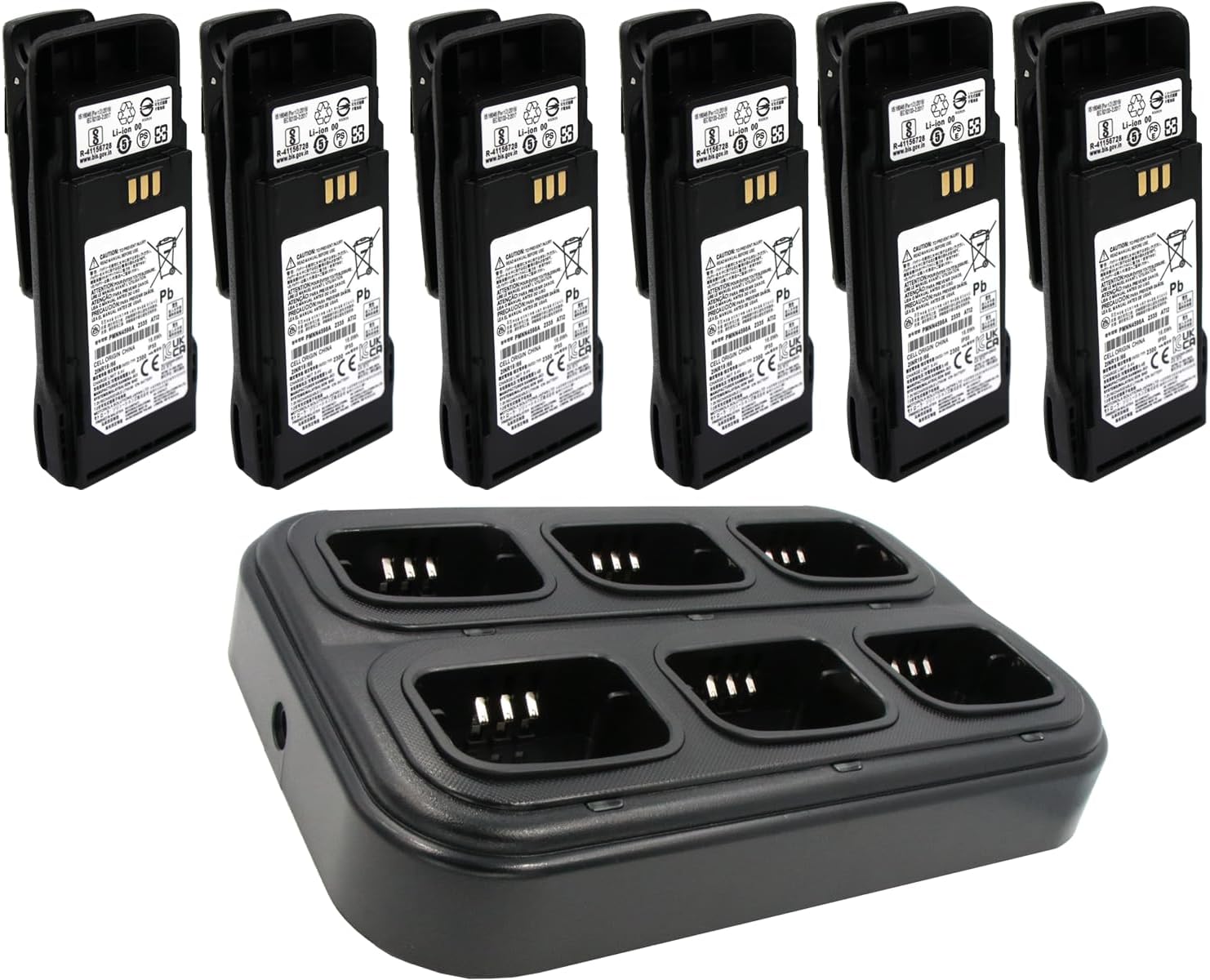 6 Pack PMNN4598 Battery and Multi Unit Charger Compatible with Motorola R2 Radio