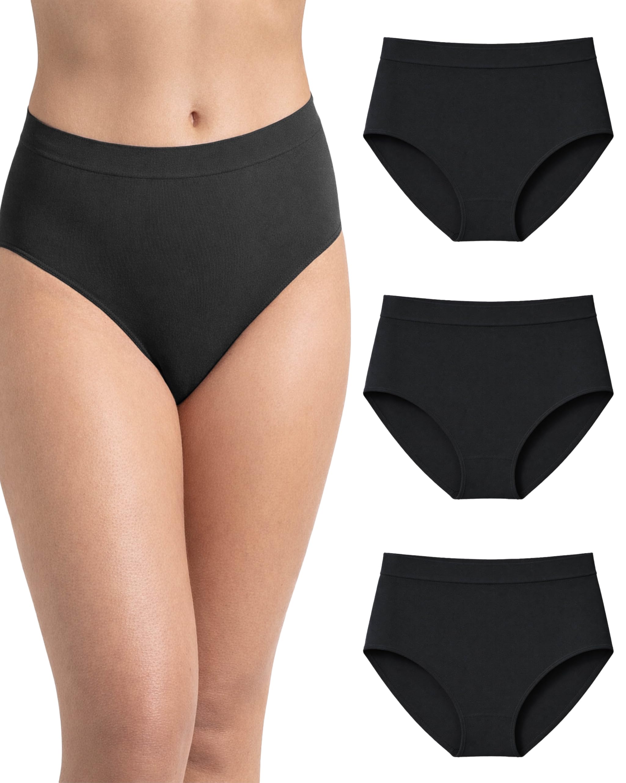 Risalti Culotte Femme Taille Haute Seamless Lot 3 – Slip Femme Taille Haute sans Couture et Etiquettes, Culottes et Slips en Microfibre Douce Plus Confortable Que Le Coton - Made in Italy