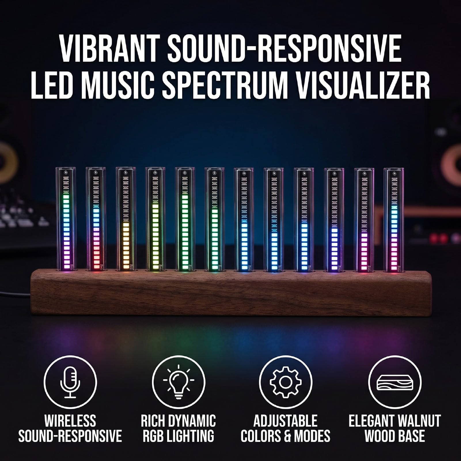 Wyświetlacz LED Widma Muzycznego, Gadżet Domowego Wizualizatora Audio | 240 koralików RGB, wbudowany mikrofon, analizator dźwięku do dekoracji wnętrz, imprez i wydarzeń muzycznych