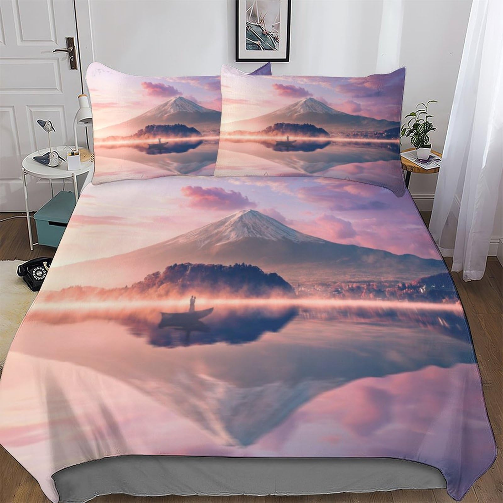 Housse de couette Mont Fuji en microfibre premium douce pour lit King