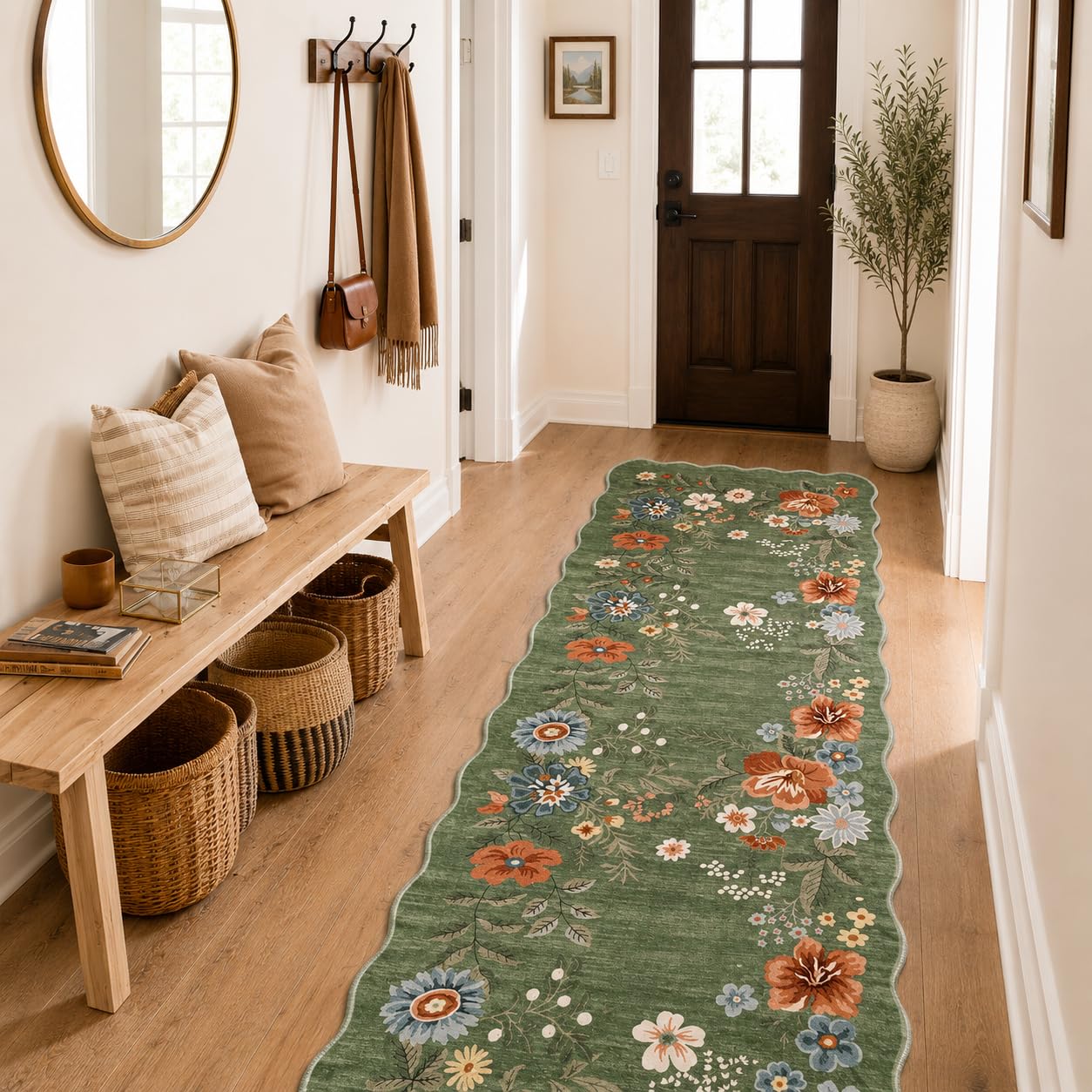 SOANNY Runner Rug, Non Slip Washable Hallway Carpet, Green, 60x180 cm โ image 1
