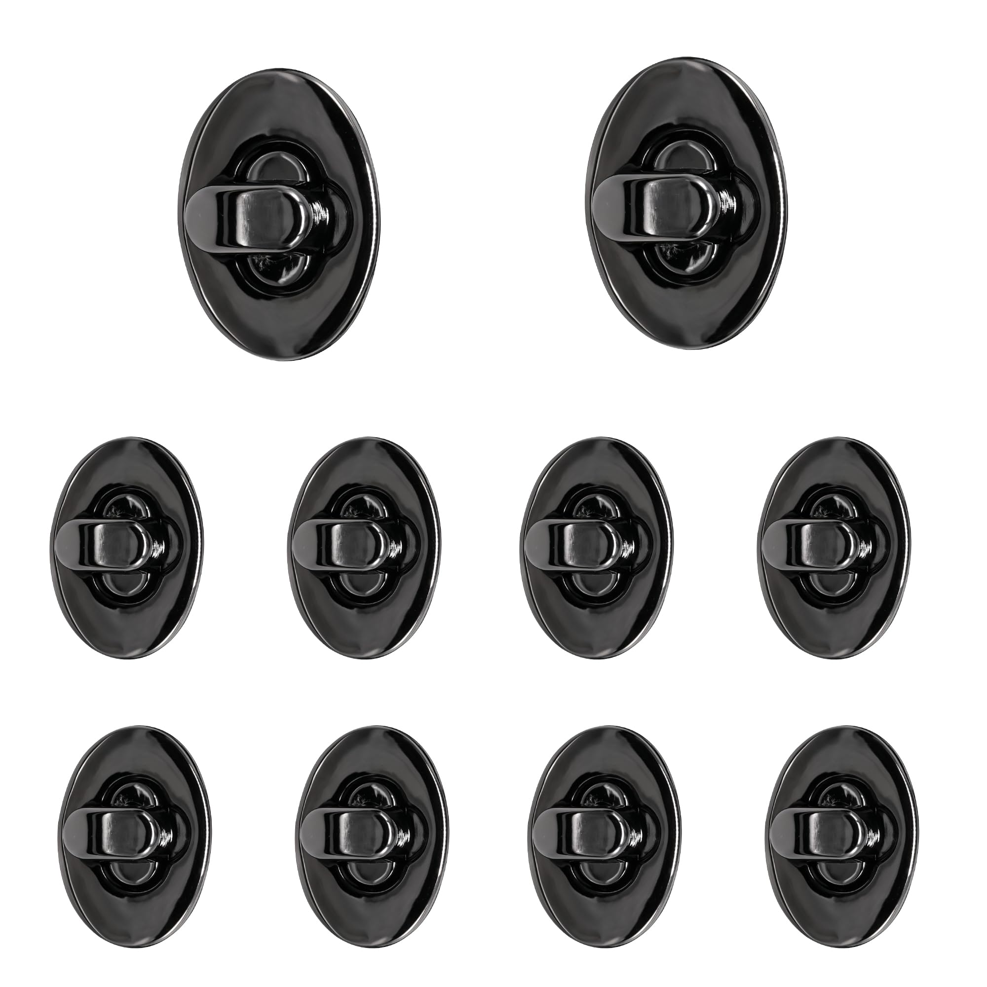 Trimming Shop Twist Turn Lock Oval Bag Closure, Gunmetal, 22x37mm-10pcs