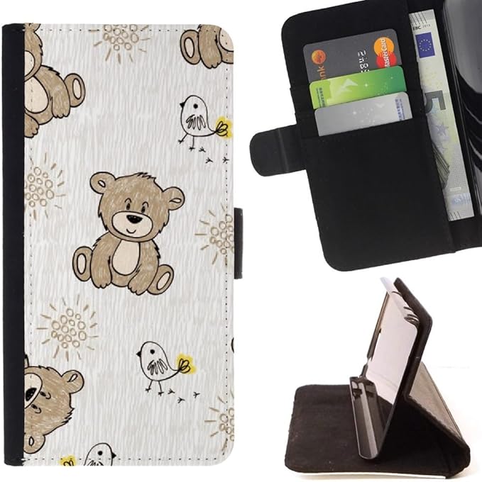 Cute Brown Teddy Bear Wallpaper Colorful Pattern Flip Wallet Leather Holster Holster Protective Skin Case Cover For Sony Xperia Z5 5 2 Inch Xperia Z5 Dual Not For Z5 Premium 5 5
