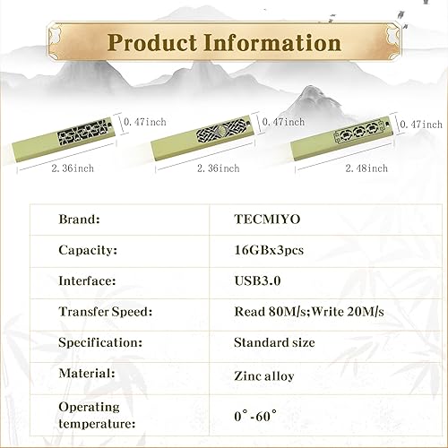 Miniatura 2 de TECMIYO Unidades flash USB de 16 GB, paquete de 3 unidades flash USB 3.0, memoria de metal, mini unidades de pulgar USB para automóvil, unidad de