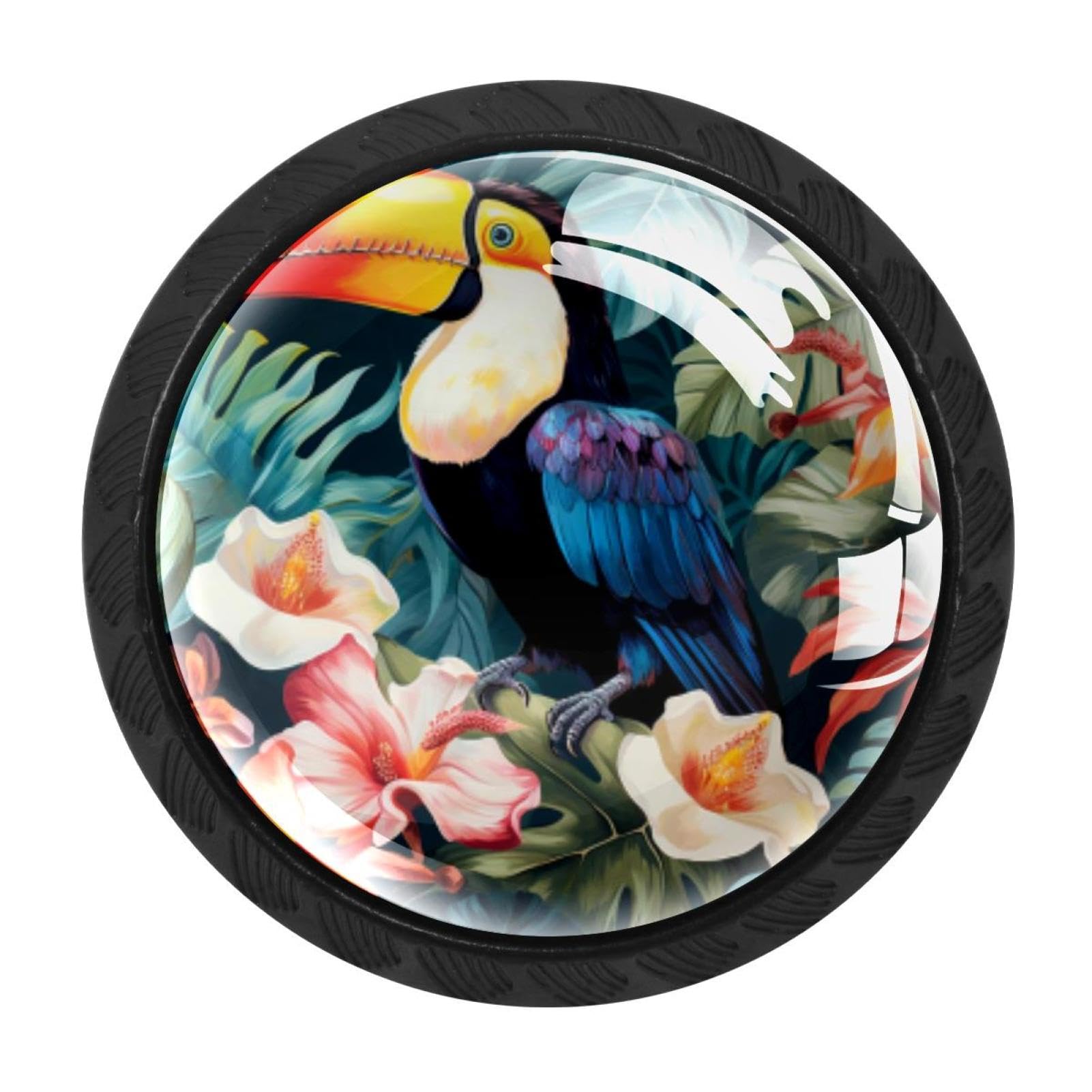 CHENZZZZ 4 Pieces Round Cabinet Knobs Rustic Dresser Knobs, Drawer Cupboard Wardrobe Cabinet Pulls Handles Hardware for Home Kitchen Furniture, Toucan