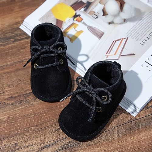 Miniatura 4 de Babelvit Zapatillas de lona con suela suave para bebé y niña, con cordones y cordones para bebé, botas unisex jasta el tobillo recién nacidos