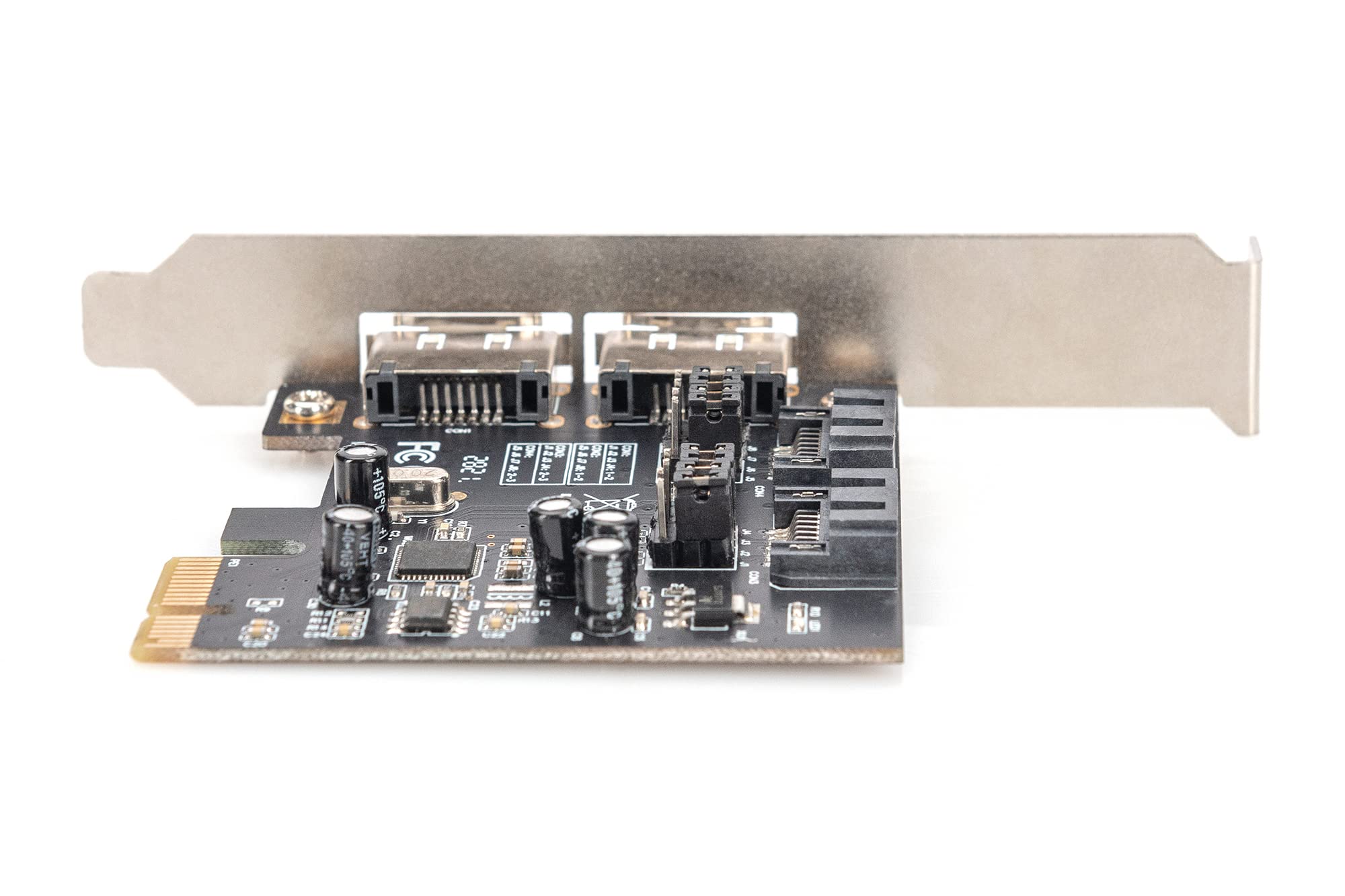 DIGITUS SATAIII PCIe karta rozszerzeń - 2x wewnętrzne porty SATA - 2x zewnętrzne porty eSATA - 6 Gbit/s - dla dysków SSD, HDD lub napędów optycznych