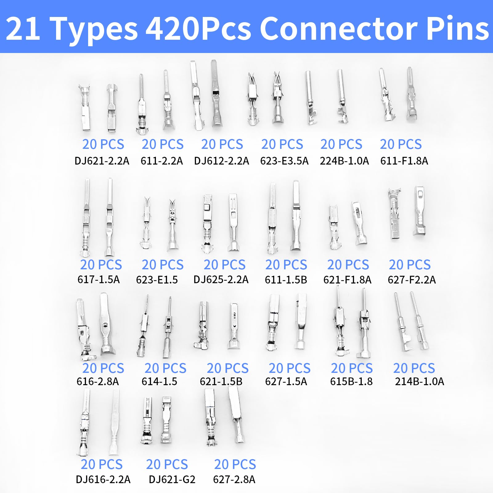Zestaw 820 pinów elektrycznych 420-pinowe złącze przewodów samochodowych 1/1,5/1,8/2,2/2,8/3,5 mm, gniazdo nieizolowane, narzędzie do usuwania zacisków męskich żeńskich