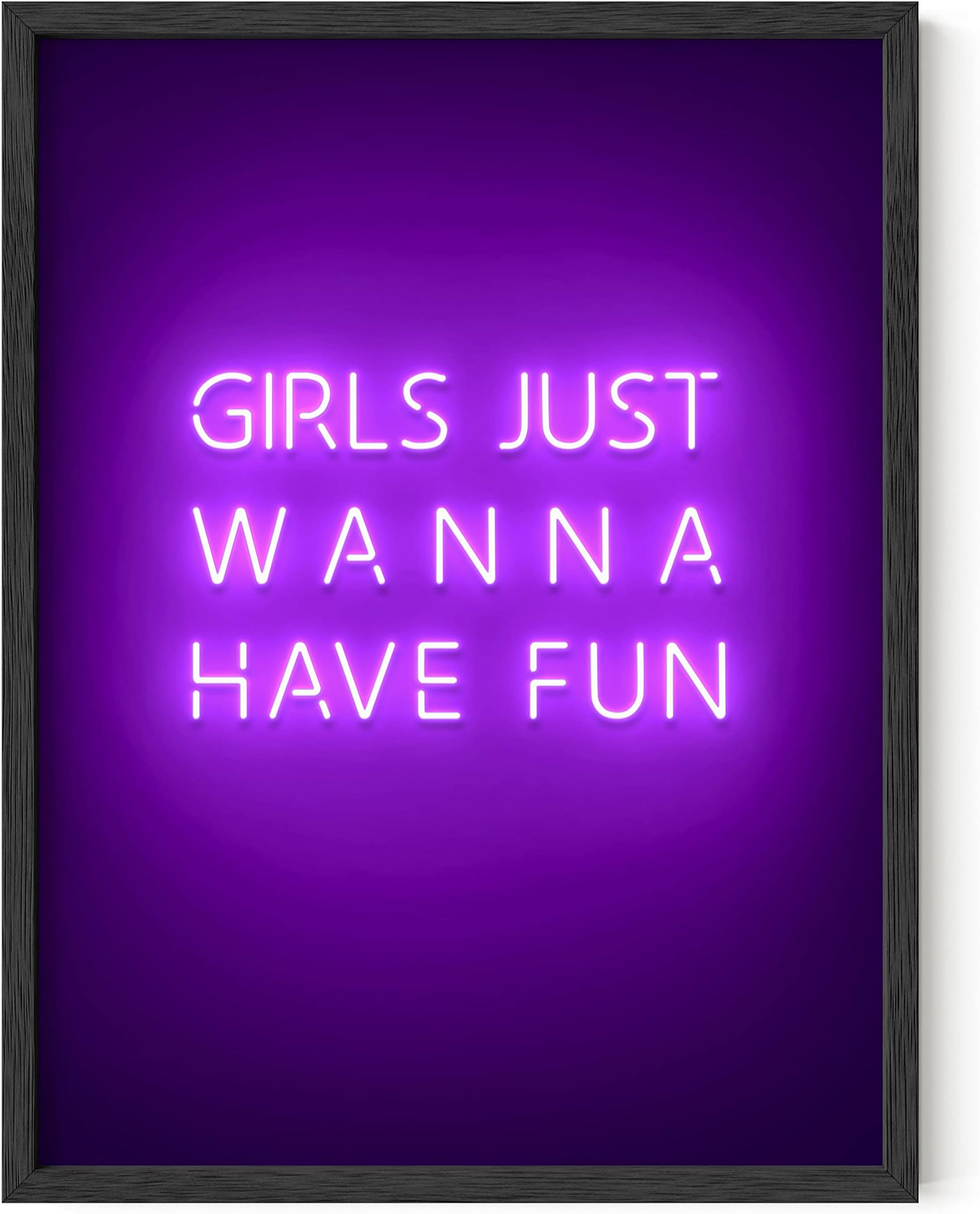 Purple Pictures Wall Decor - Wall Art for Bedroom Aesthetic Purple, Neon Posters, Teen Girl Posters for Bedroom UNFRAMED 12" x 16" (Girls Just Wanna Have Fun)