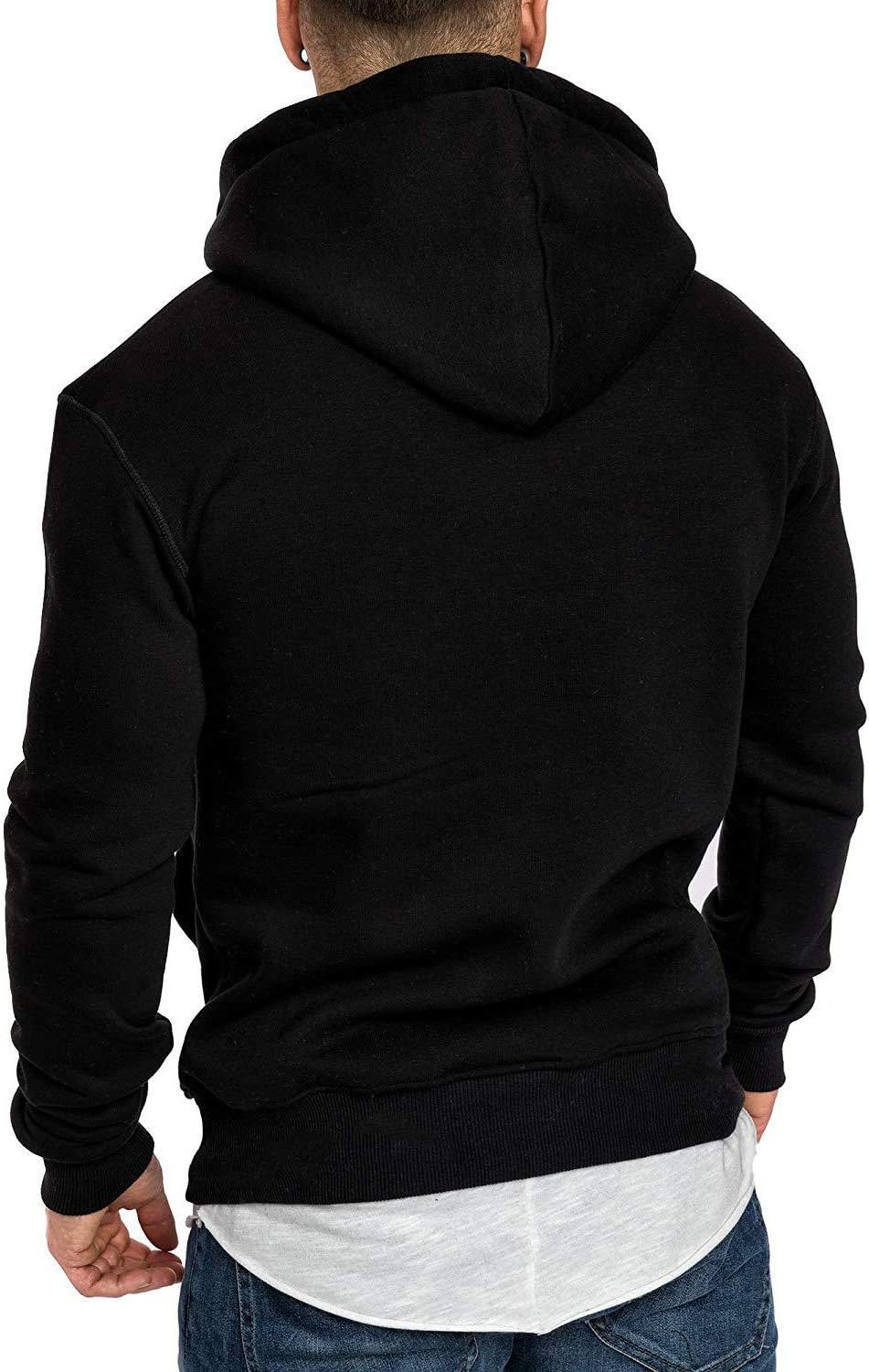 Felpe Uomo con Cappuccio Oversize Felpa con Zip Ragazzo Felpe Sportive Tinta Unita con Cerniera Larghe Basic Maschili Casual Pesanti Invernali Calde Felpate Chiuse Manica Lunga Semplici Personalizzate