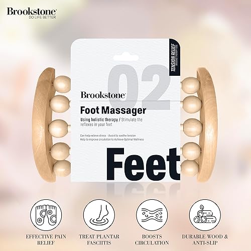 Miniatura 2 de Brookstone Masajeador de pies de madera, rodillo de masaje de madera para estimular los reflejos de los pies, aliviar el estrés y calmar la tensión,